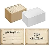 Set of 50 Gift Certificates for Business with Envelopes, 4 x 6 Inch Custom Blank Gift Cards for Vouchers, Spa, Salon, Restaurants