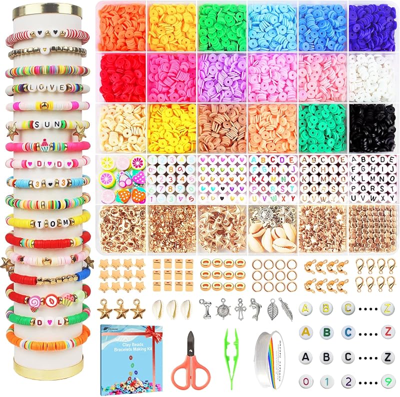 Fournine 5300 Pcs Clay Beads Kit with Charms for Bracelet Making