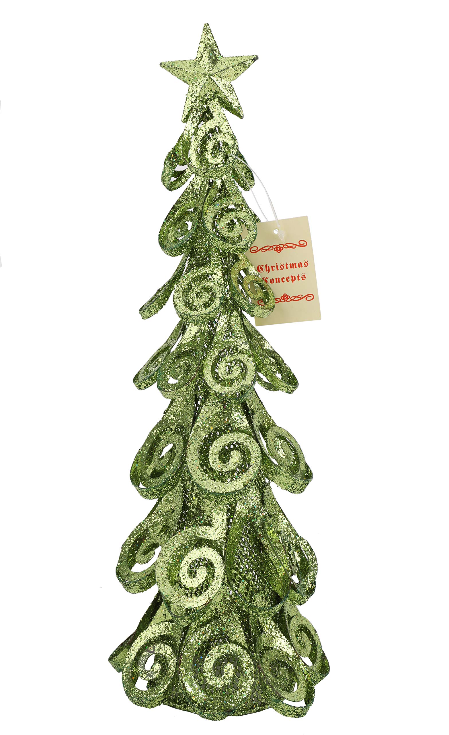 Christmas Concepts® 40cm (16") Lime Green Swirl Design Metal Christmas Tree Table Top Decoration