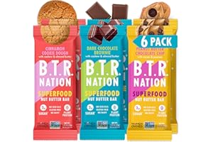 B.T.R. Nation Bar Superfood Keto Protein Bars, Plant Based Vegan Protein - | 6 pack (Sampler Pack) | Low Carb Food, Low Calorie, Gluten Free, No Sugar Alcohols, Boosted with Superfoods