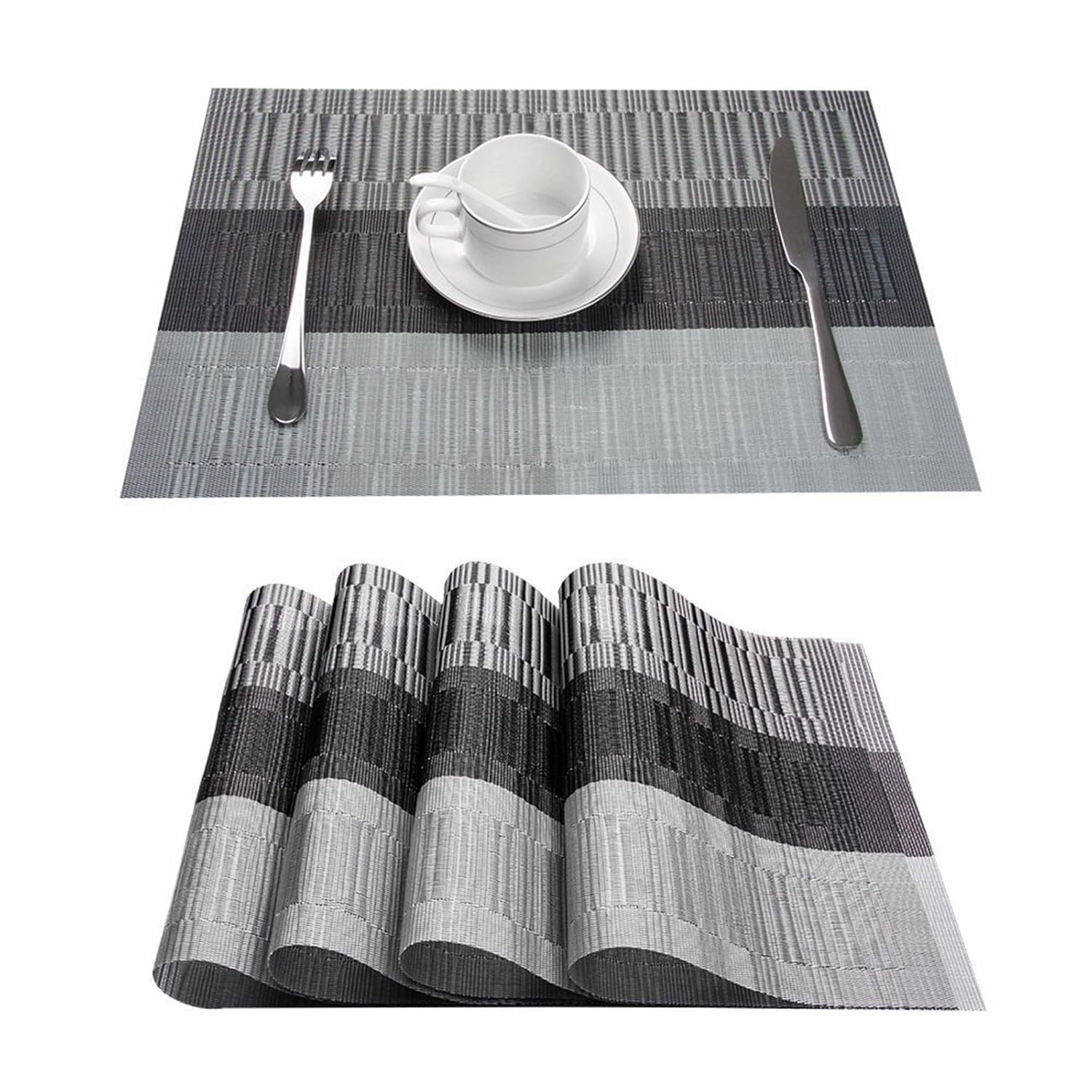 BeautiLife PVC Placemats Woven Vinyl Place Mats for Dinner Table HeatResistant Table Mats,Set