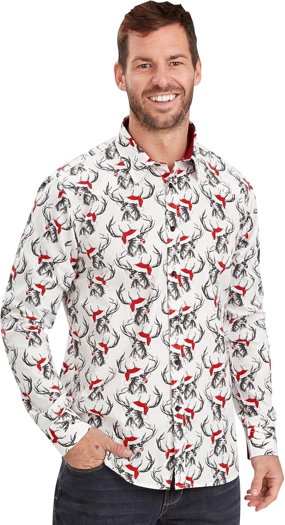Joe Browns Men's Stag Regular Fit Long Sleeve Casual Shirt, White, XX