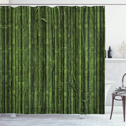 Amazon Com Ambesonne Bamboo Shower Curtain Tall Bamboo Stems Sticks Growth Environment Ecology Diversity Of Universe Chinese Image Cloth Fabric Bathroom Decor Set With Hooks 84 Long Extra Green Home Kitchen