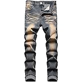 JUNBAOSS Men's Slim Fit Stretch Jeans Ripped Skinny Jeans for Men, Distressed Straight Leg Fashion Comfort Flex Waist Pants