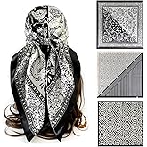 Agirlvct 35’’ Large Head Scarf for Women,Paisley Hair Silk Scarves,Fashion Square Black Bandana Accessories Neck Scarf Shawl Birthday Christmas New Year Gift for Girl Mother Wife Friend(3 PCS)