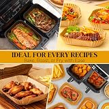BYKITCHEN 300pcs Air Fryer Liners for Dual Basket 21-27cm 450F view 6