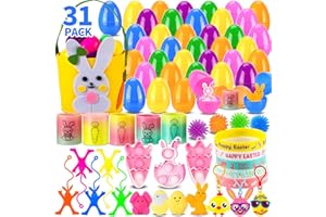 CINLILIAN 🐣Easter Egg Fillers, 31PCS Easter Basket Stuffers,Prefilled Easter Eggs with Bulk Small Toys Egg Hunt Classroom Prizes Party Favors, Easter Gifts for Boys Girls, Goodie Bags Stuffers Treasure Box