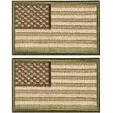 Harsgs 2PCS American Flag Patches for Tactical Backpack Vest Uniform, Green | Hook&amp;Loop Fasten, Tactical Morale Patch Full Embroidery, Military Patch for Tactical Backpack Military Uniform Gear Etc