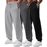 August Alley 3 Pack Big and Tall Sweatpants for Men Athletic Workout Jogger Lounge Pants with Pockets and Drawstring
