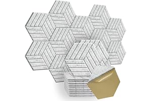 SHJADE Self-Adhesive Acoustic Panels, 12 Pcs 14" X 12" X 0.4" Sound Absorbing Panels, High Density Hexagon Acoustical Wall Padding(Silver Grey)