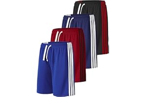 Resinta 4 Pack Boys Shorts Boys Athletic Basketball Shorts Kids Mesh Quick Dry Active Sports Gym Soccer Shorts for Summer