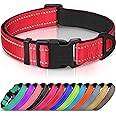 Joytale Reflective Dog Collar,Soft Neoprene Padded Breathable Nylon Pet Collar Adjustable for Small Dogs,Red,S