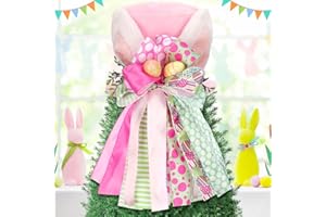 Yuxung Easter Tree Topper Hat Bunny Decorative Bow with Bunny Ears Carrot Trees Topper Decorations Ornaments for Easter Spring Outdoor Indoor Home Decoration Party(Rabbit)