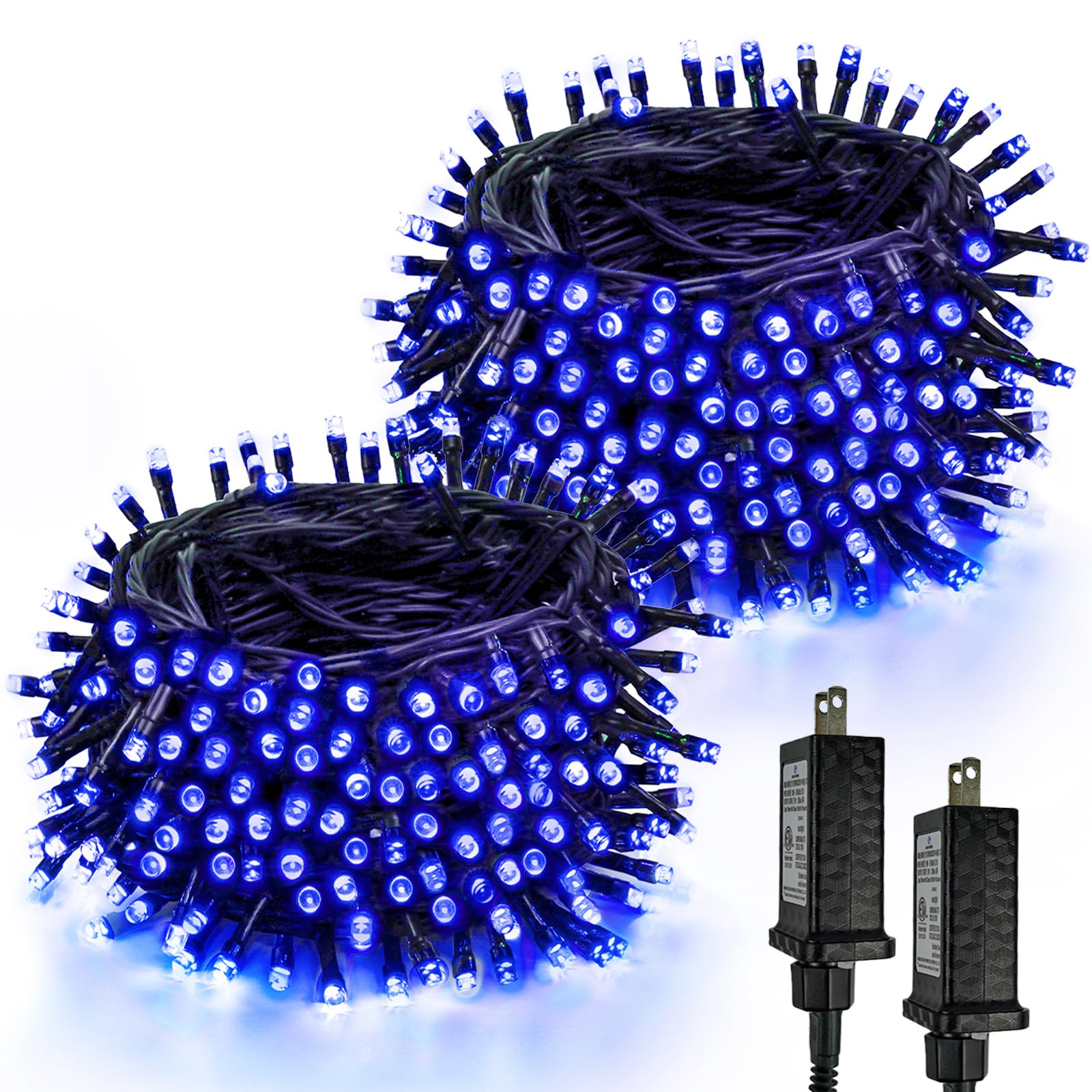 Photo 1 of 2-Pack 200 LED Extendable Christmas Lights, 66FT Blue Christmas Decorations String Lights Outdoor Indoor Tree Lights, 13 Modes Plug in Mini Fairy Lights Waterproof with Timer and Memory Function