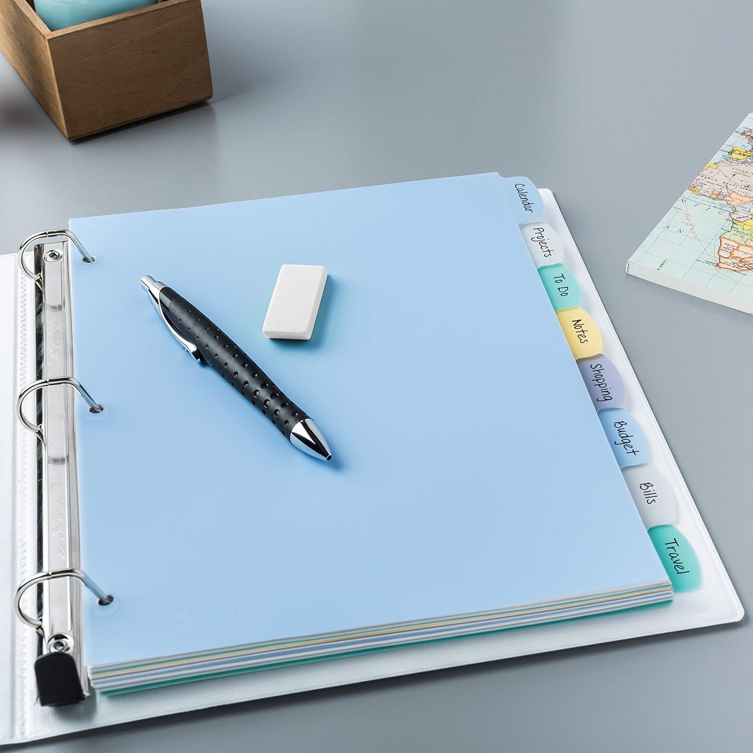Avery 8-Tab Plastic Binder Dividers, Write & Erase Multicolor Big Tabs, 1 Set (16171), Translucent Multicolor : Binder Index Dividers : Office Products
