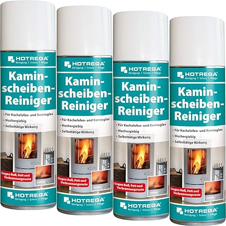 4 x HOTREGA Kaminscheiben-Reiniger 300ml Spraydose