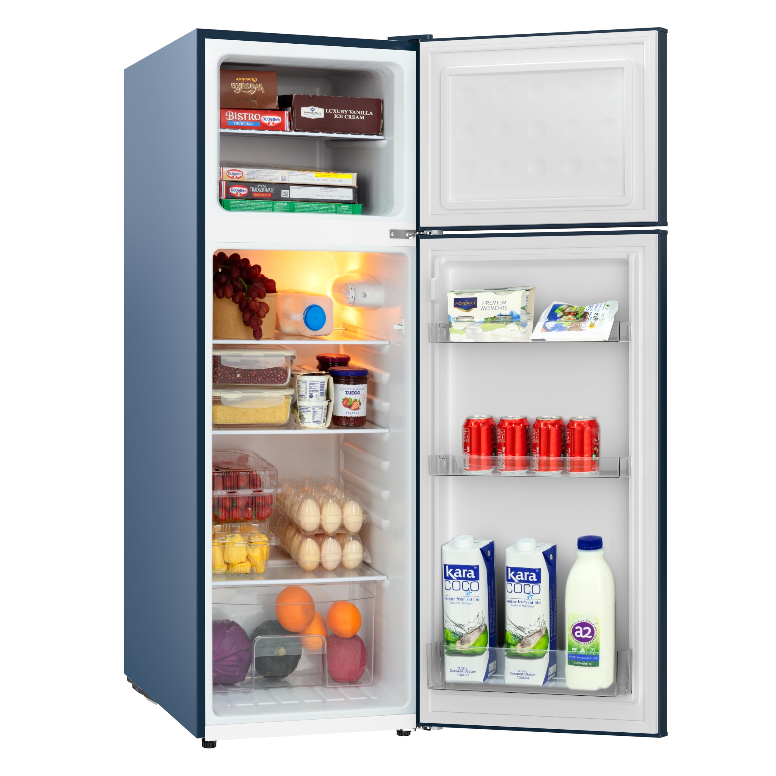 Frigidaire Retro Apartment Size Refrigerator with Top Freezer - 2 Door Fridge with 7.5 Cu Ft of Storage Capacity, Adjustable Spill-Proof Shelves, Door & Crisper Bins, Azure