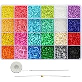 Bala&Fillic 2mm Round Size Almost Uniform 12/0 Glass Seed Beads About 20000pcs in Box Multicolor Seed Beads for Jewelry Making (About 850pcs/Color, 24 Colors)
