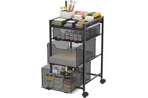 HAYEXIHA Rolling Utility Cart with 3 Drawers, Craft Organizer and Storage with DIY Divider, Lockable Wheels, Multi-Functional Storage for Art Supplies, Store for Brushes & Paints & Small Parts(Patent Pending)