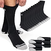 Bamboo Sports Premium Bamboo Rayon Crew Work Socks- Moisture Wicking, Odor Eliminating Black Crew Socks for Men Size 6-8 - 6 Pair