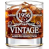 GLAKEUN 70th Birthday Gifts For Men - 70th Birthday Decorations - 1956 Vintage Whiskey Glass - Gifts For 70 Year Old Man - 1956 Bday Gift For Him - 70th Years Old Whiskey Glasses - Gift For 70th Bday