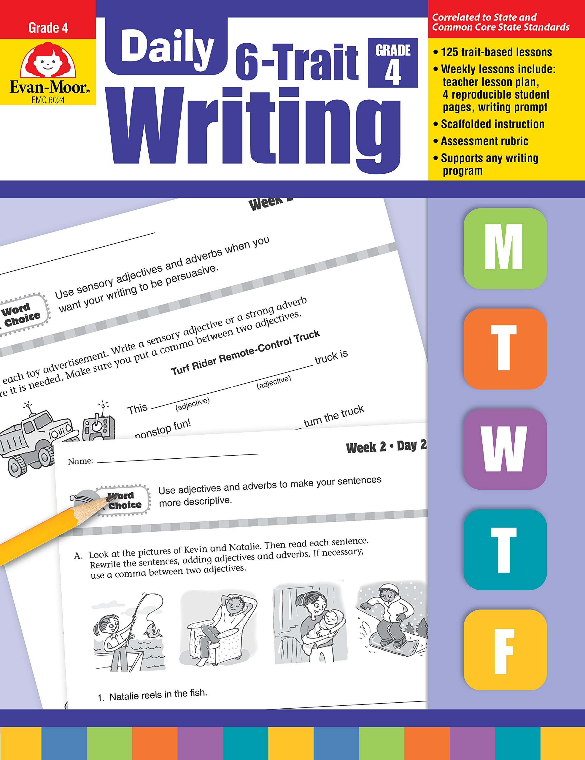 evan moor daily 6 trait writing grade 4 homeschooling classroom resource workbook reproducible worksheets teaching edition lesson plans ideas organization word choice sentence fluency voice evan moor educational publishers 9781596732889
