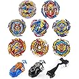 Desamvap Bey Battling Bay Blades and Launcher Toy Set 8 Metal Fusion Spinning Tops 2 Launchers 1 Grip Burst Tops Burst Gyro Combat Game for 8-12 Toy Gift for Kids Boys Ages 6+
