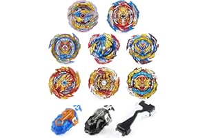DESAMVAP Bey Battling Bay Blades and Launcher Toy Set 8 Metal Fusion Spinning Tops 2 Launchers 1 Grip Burst Tops Burst Gyro Combat Game for 8-12 Toy Gift for Kids Boys Ages 6+