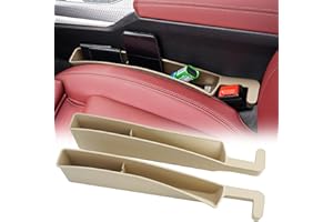 JESTOP 2Pcs Car Seat Gap Filler, Car Gap Filler Organizer, Car Seat Gap Storage Box Between Seat and Console, Car Essentials, Fit Most Cars, Beige