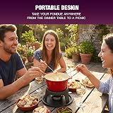 Andrew James Fondue Set Red Enamel Cast Iron with Gel Burner 8 Forks view 6