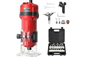 TEENO Wood Router, 800W Compact Router Tools for Woodworking, 31000 RPM Hand Trim Router with 15 Pcs 1/4" Router Bits Set, Ed
