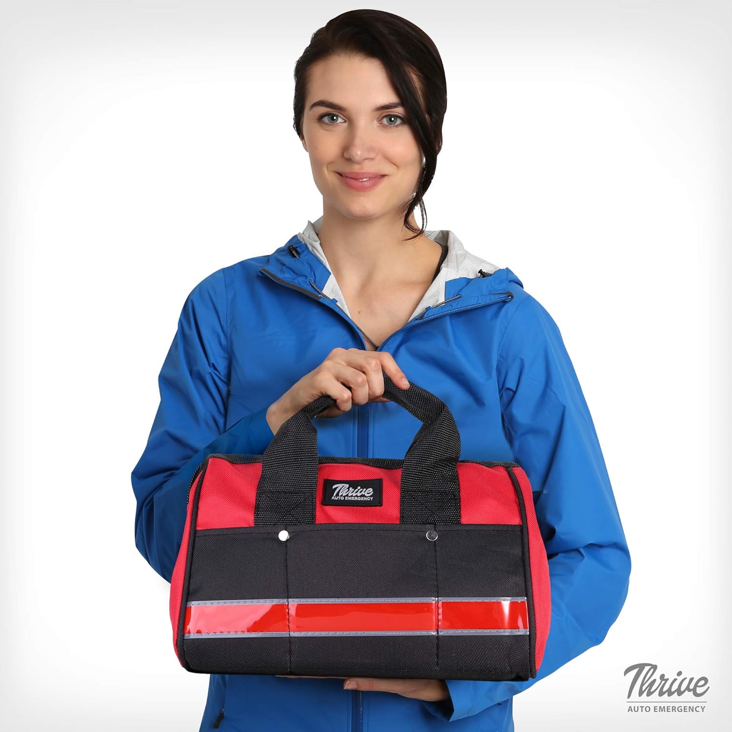 Thrive Auto Emergency Kit + First Aid Kit – Car Accessories Roadside Assistance & Survival Rugged Tool Bag with Jumper Cables, Reflective Safety Triangle and More - Cars Travel & Tow Essentials: Health & Personal Care