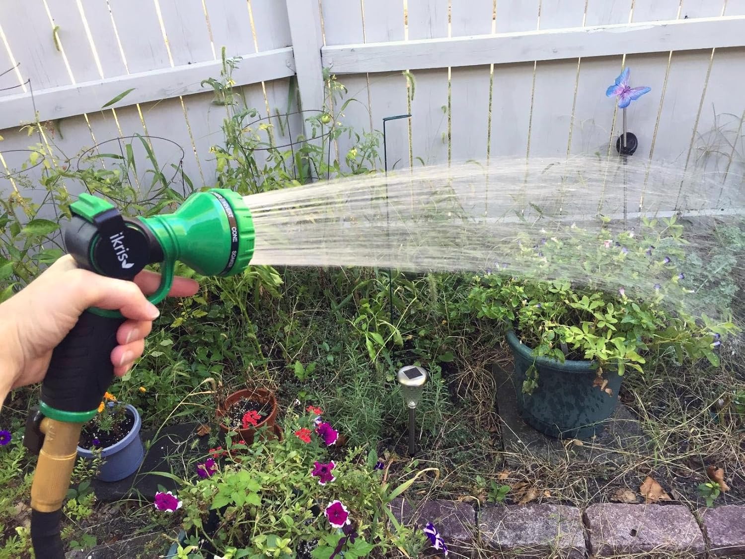 Metal Lever Garden Hose Nozzle 10-Pattern One-Touch Sprayer: Home Improvement