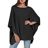 PULI Women's Pullover Poncho Sweater Oversized Loose Fit Soft Shawl Wraps Fitting Baggy Tops for Fall Winter
