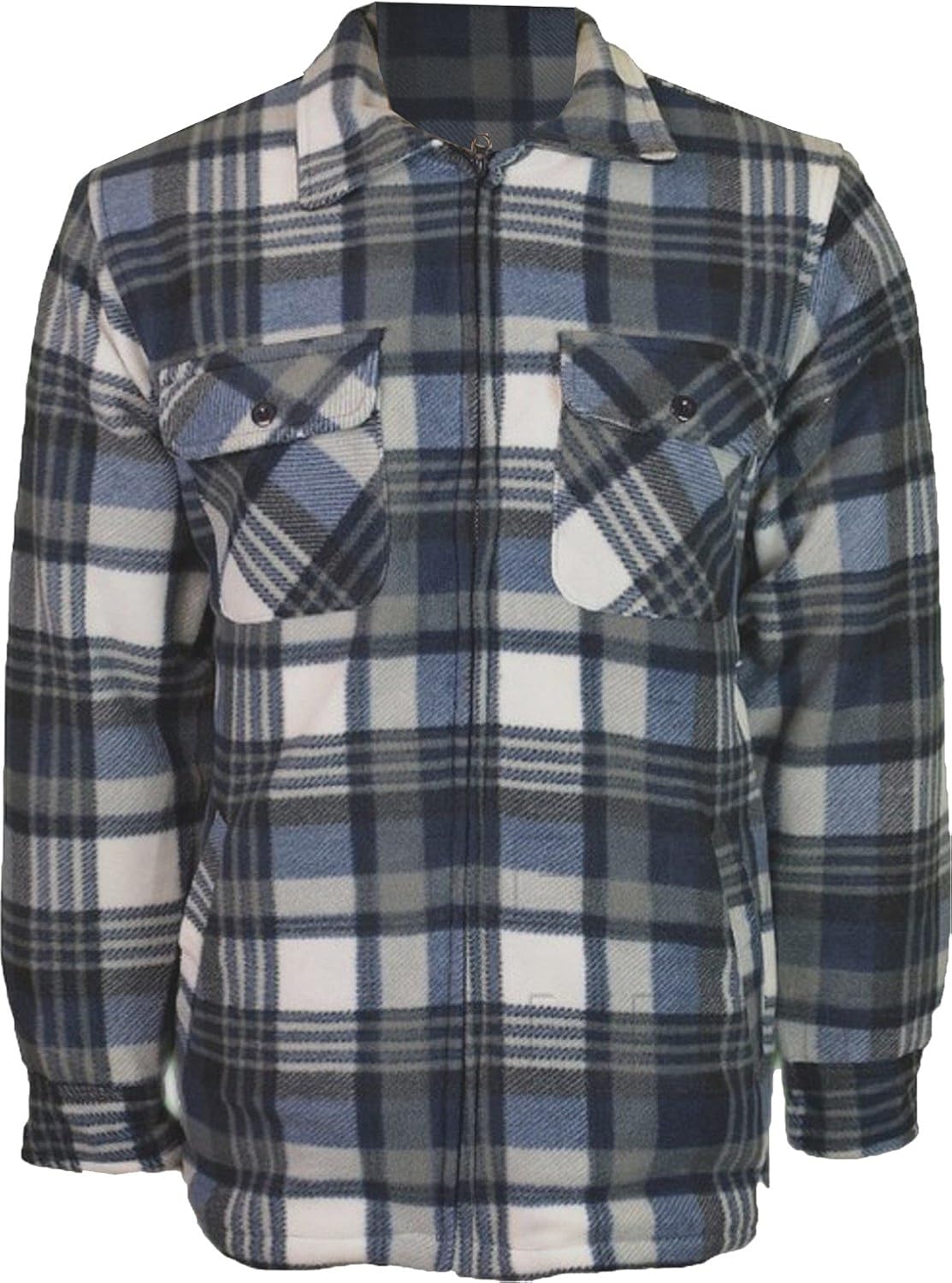 Mens Fleece Padded Lumberjack Shirt Jacket Fur Lined Sherpa Winter Warm