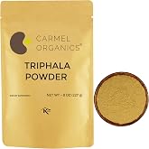 CARMEL ORGANICS Triphala Powder 8 Ounce | Traditional Ayurvedic Herbal Blend | Equal Blend of Harad, Baheda &amp; Amla Fruits | No Added Preservatives | Non-GMO