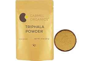 CARMEL ORGANICS Triphala Powder (8 Ounces) for Digestive Support | No Added Preservatives | Equal Blend of Harad, Baheda & Amla Fruits