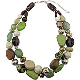 Bocar Chunky Necklaces for Women Trendy, 2 Layer Statement Necklace Fashion Collar Necklace, Handmade Costume Jewelry Women Gifts