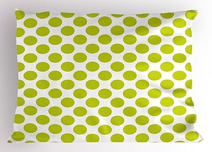 Amazon Com Ambesonne Lime Green Pillow Sham Nostalgic Polka Dots