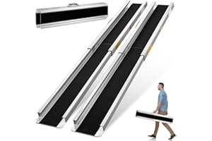 Osluken 5FT Portable Wheelchair Ramp, 60"L x 7.2"W Aluminum Ramps for Wheelchairs for Home, 1200LBS Capacity Telescopic Non-Skid Threshold Handicap Wheel Chair Ramp for Doorways, Stairs, Steps, 2 Pack
