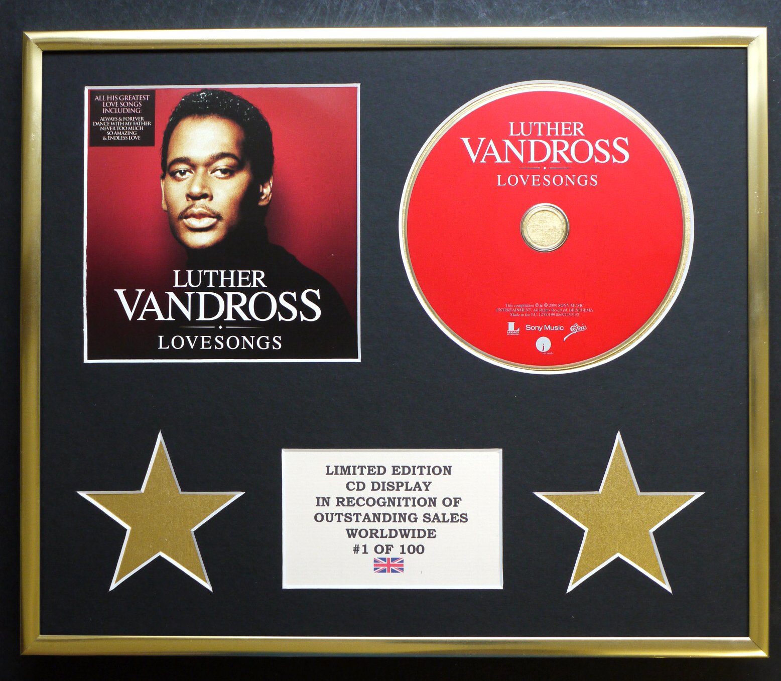 LUTHER VANDROSS/CD DISPLAY/LIMITED EDITION/COA/LOVESONGS