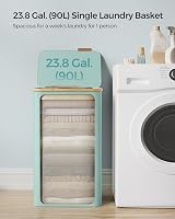 SONGMICS 90L Laundry Basket with Lid Mint Green 42x32x70.5 cm view 3