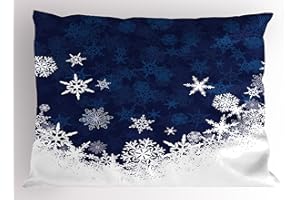 Lunarable Snowflake Pillow Sham, Winter Theme Christmas Illustration Cold Weather Season Inspired Celebration, Decorative Standard Size Printed Pillowcase, 26" X 20", Indigo White
