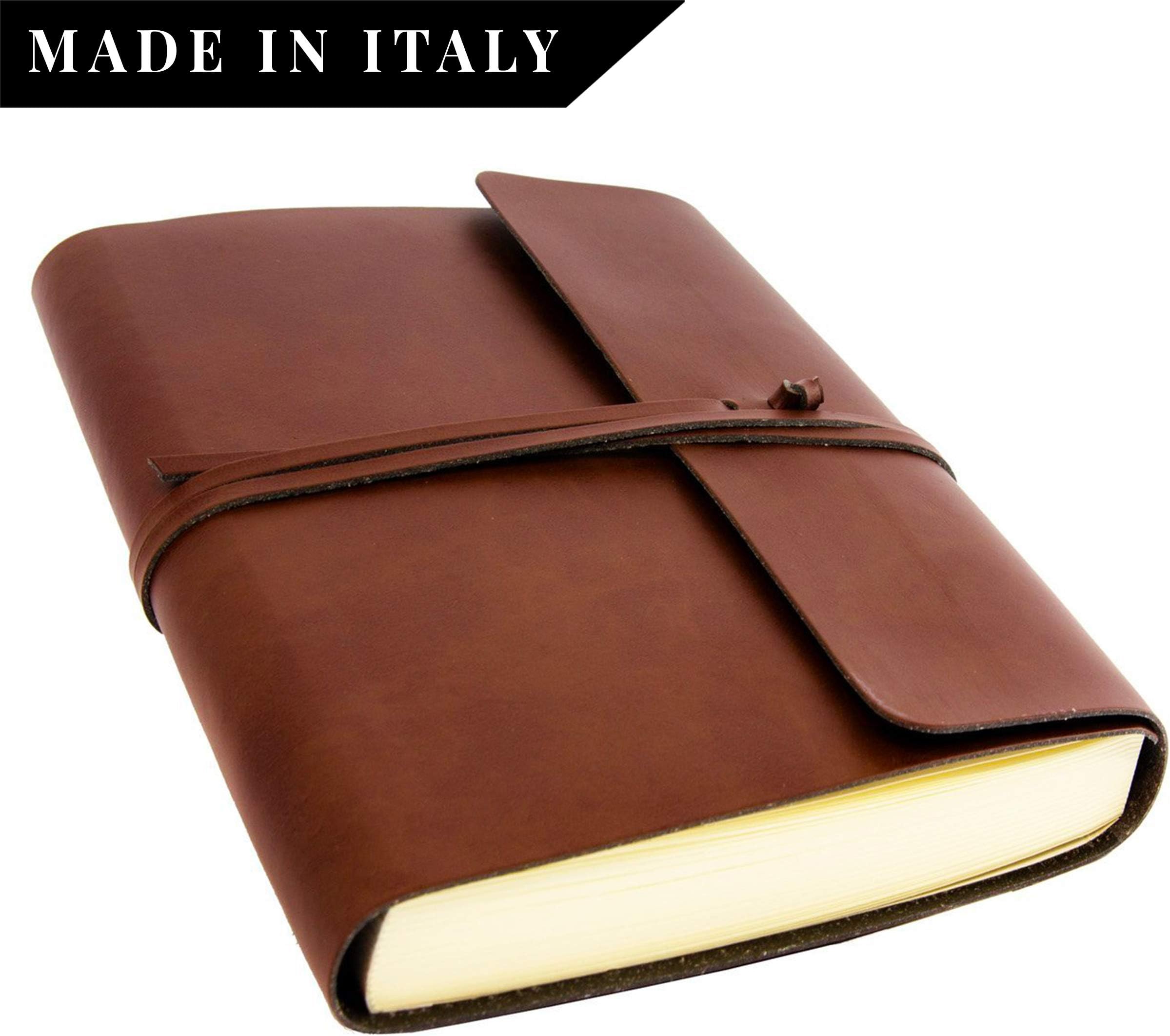Vietri Recycled Leather Bound Journal, Made in Italy, Writing Notebook, Memory Book, Travel Diary & Notepad, Gift Idea, Christmas Gift for Man & Woman (12x17 cm) Brown