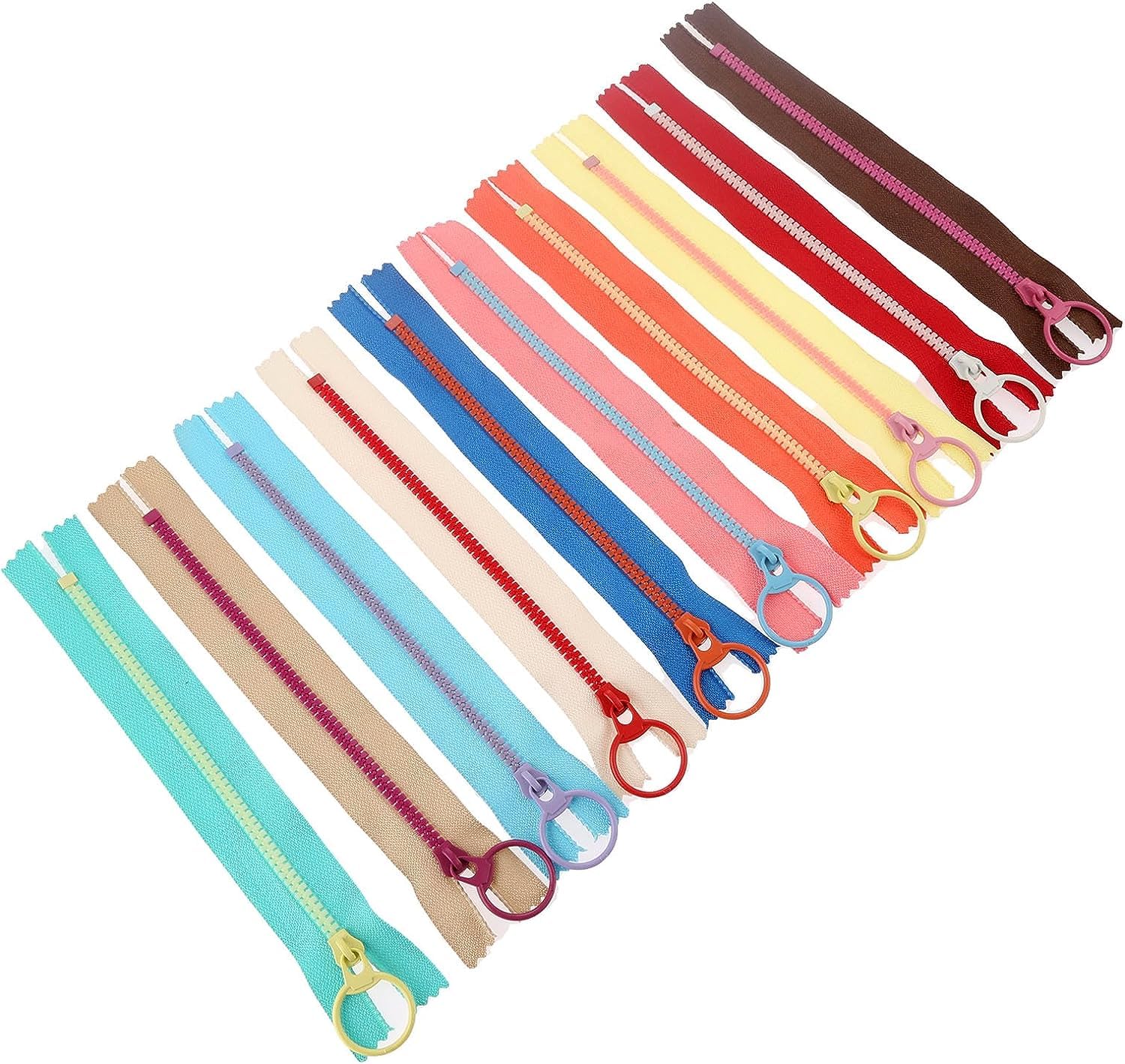 30cm Zippers for Sewing Resin Metal Ring Puller Colorful Sewing Pouch Bag DIY Sewing Craft Random Color 12 inches-10pcs
