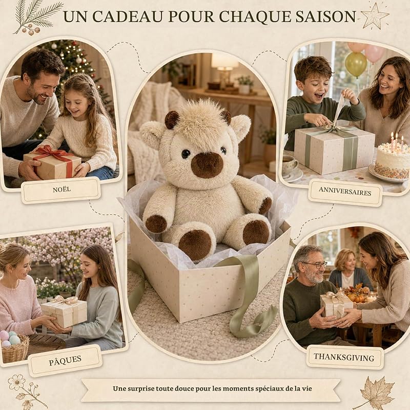 Doudou Vache Highland 45 cm – Grande Peluche Douce et Moelleuse — photo 8 sur 8
