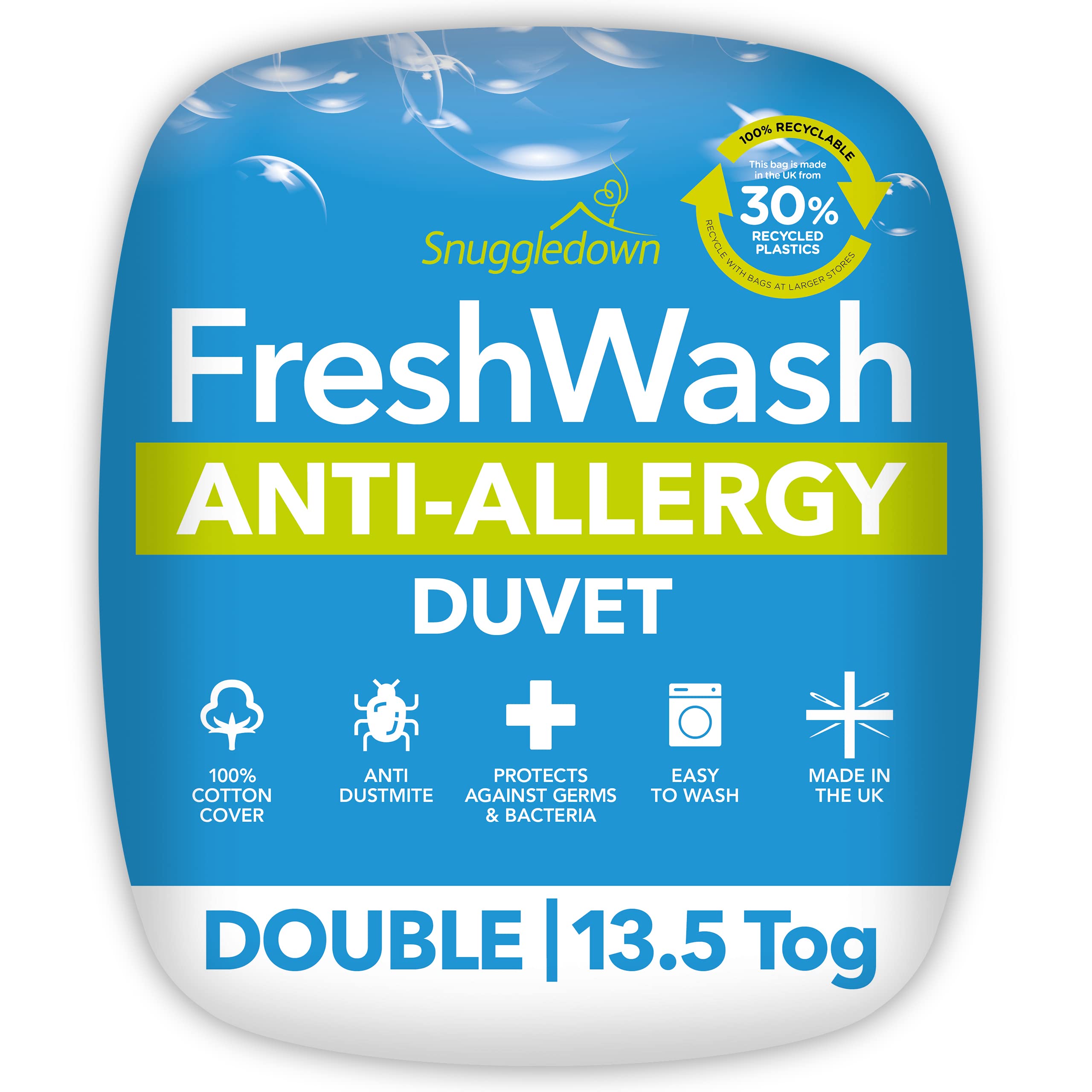 Snuggledown Freshwash Anti Allergy Double Duvet 13.5 Tog Winter Duvet Double Bed