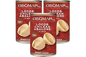 GEOMAR Locos (Chilean Abalone) in Brine - Hand Caught by Divers - Nutritious Seafood Delicacy - High in Protein and Ready-to-Eat - 3 Pieces per Can (15 oz) 3 Pack