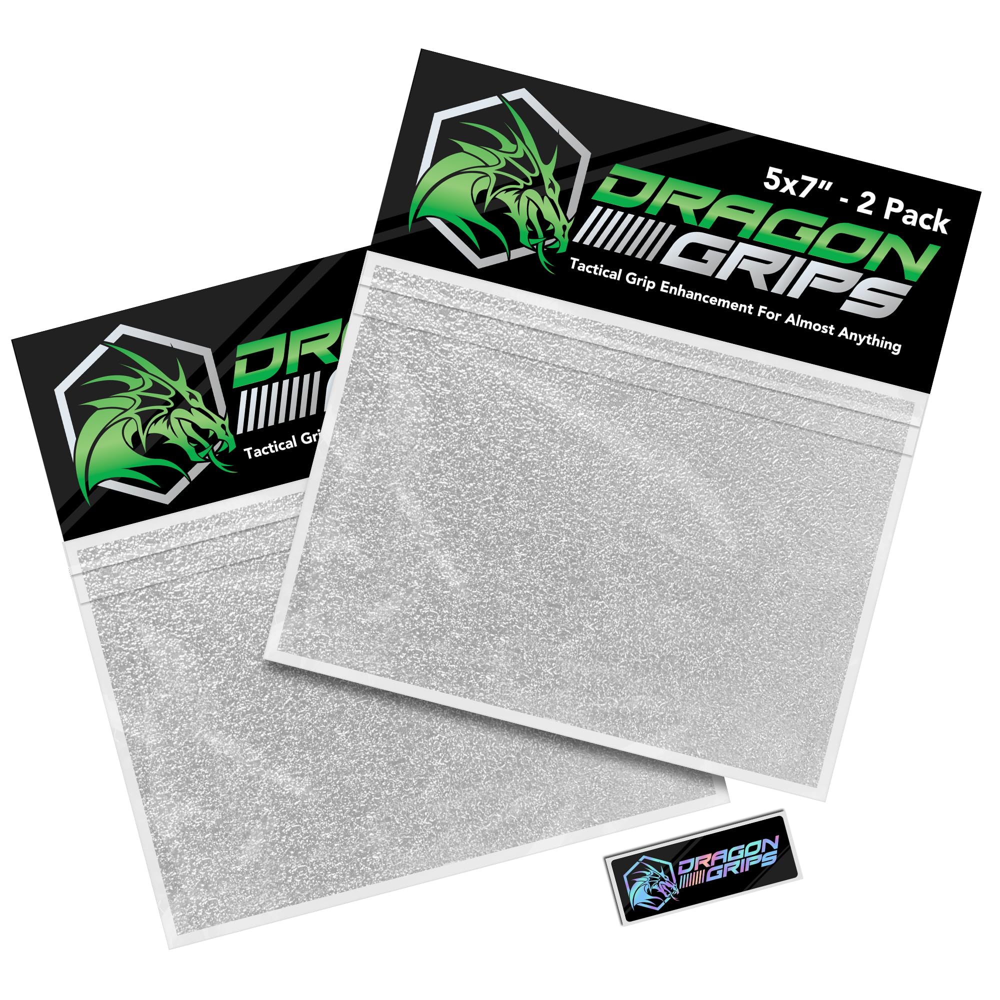Dragon Grips 5x7 Clear Grip Tape Decal Stickers for iPhone Tablet Computer Textured Silicone Rubber Traction Adhesive Great for Gaming Mouse Controllers and RC Vehicle Controls (Clear)-2 pk