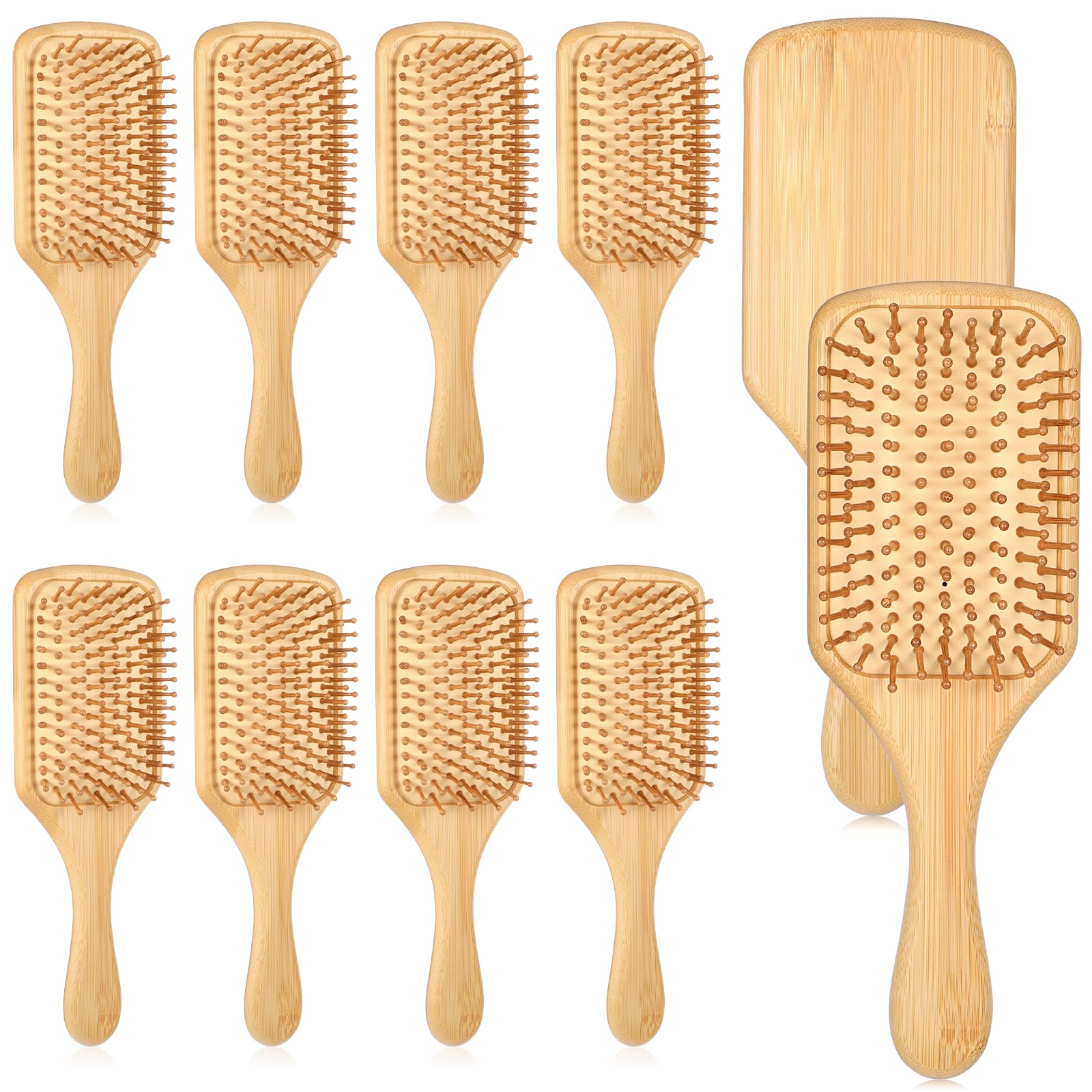 Photo 1 of 10 Pcs Bamboo Hair Brush Bulk, Hair Brushes Reduce Static Electricity Detangle Hairs Brushes for Women Wood Hairs Brushs Anti Tangle Paddle Brush for Women Men and Children